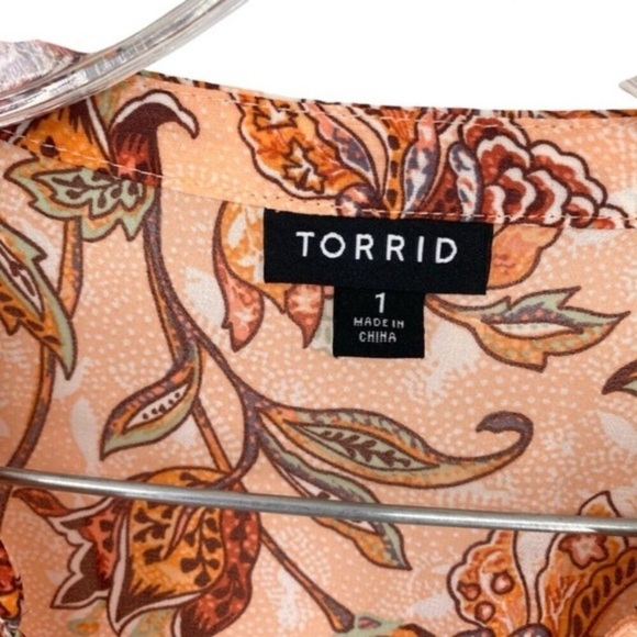 Torrid Lexie Babydoll Pink Floral Sheer Chiffon Tunic Blouse - Picture 6 of 11